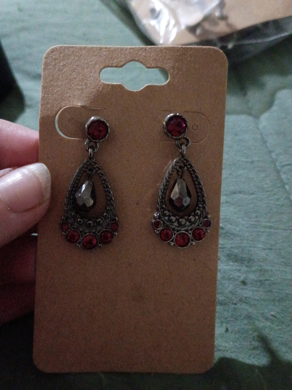 Vintage-Inspired Red Teardrop Dangle Earrings